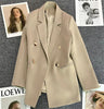 Women's Straight-Cut Blazer – Slim Fit Long Sleeve Suit Jacket by FitiqueFit