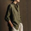 Women's Loose Cotton Linen Long Sleeve Shirt — Flip Collar by FitiqueFit