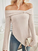 Off-Shoulder Ribbed Knit T-Shirt by Wild and Free Boutique