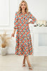 Abstract Geometric Print Long Sleeve High Waist Dress