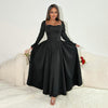 Fashionable Elegant Slim Fit Wide Hem Long Sleeve Dress