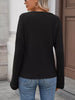 Striped Notched Long Sleeve T-Shirt by Simply Love