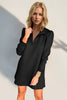 Double Take Textured Zip Long Sleeve Dress Classic Zip-Up Dress for Women Comfortable Outdoor Dress by Stevvex