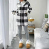 Plaid Hooded Sherpa-Lined Long Coat with Pockets by FitiqueFit