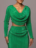 Ruched Cowl Neck Top and Maxi Skirt Set