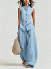Women's Cotton-Linen Sleeveless Crewneck Vest & Pants Set