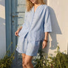 Women's V-Neck Top & High-Waist Wide-Leg Shorts Two-Piece Set by FitiqueFit