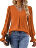 V-Neck Long Sleeve Ruffle Cuff Blouse by Wild and Free Boutique