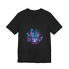 Neon Cyberpunk Skyline Tee | synthwave skyline, future city art by Tristan’s Treehouse