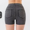 Denim-Look High-Waist Hip-Lifting Yoga Shorts – Slimming Tummy Control Fitness Shorts by FitiqueFit