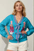 Nutcracker Sequin Bow Decor Cardigan by FitiqueFit