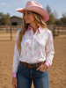 Plaid Lightning Satin Button Up Rodeo Shirt Blouse by Neon Spur