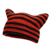 Women’s Hand Knitted Striped Cat Hat – Cute Warm Winter Beanie by FitiqueFit
