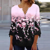 Women’s Printed Spike Button Three-Quarter Sleeve Casual Top by FitiqueFit