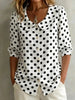 Women's Retro Polka Dot Three-Quarter Sleeve Loose Cardigan Shirt by FitiqueFit