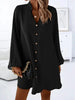 Women's V-Neck Long Sleeve Single-Breasted A-Line Dress by FitiqueFit