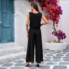 Women's Resort-Style Hollow-Out Tank Top & Pants Set – 2-Piece with Pockets by FitiqueFit
