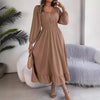 Elegant Casual Ruffled Solid Color Square Collar Large Swing Dress