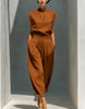 Women's Chinese-Style Satin Short-Sleeve Top & Pants Set by FitiqueFit