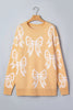 Golden Fleece Bow Pattern Drop Shoulder Loose Sweater by Wild and Free Boutique
