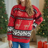 Women’s Red Deer Christmas Sweater | Jacquard Knit Long Sleeve Pullover by FitiqueFit