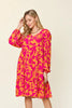 Double Take Full Size Printed Ruffle Hem Dress with Pocket Stylish & Functional Women Dress by Stevvex