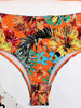 Bikini Tangerine Red Tropical Floral High Waist 2 Piece Swimsuit for Women – Stretchy Off the Shoulder Lace Up Bikini Set with Tummy Control and Customized Fit – Vibrant Summer Beachwear for Vacation Poolside and Resort Looks by Stevvex