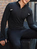 Men's Plus Size Quarter Zip Long Sleeve Active T-Shirt by Simply Love