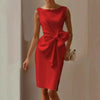 Women's Bow-Knot Sleeveless Midi Dress – High Waist A-Line by FitiqueFit