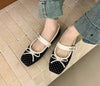 Polka Dot Bow Mary Jane Ballet Flats – Suede Slip-On by FitiqueFit