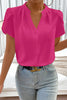 Rose Red Silky Notched Neckline Petal Sleeve Blouse by Wild and Free Boutique