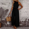 Women's Draped Neck Sleeveless Vest & Casual Pants Two-Piece Set by FitiqueFit