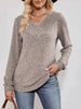 Ribbed Knit V-Neck Long Sleeve T-Shirt by Simply Love