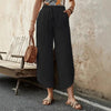 🌿 Women's Cotton-Linen Cropped Drawstring Pants by FitiqueFit