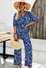 Printed Button Up Shirt and Pants Set