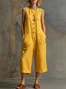 Women's Retro Sleeveless Wide-Leg Cropped Jumpsuit by FitiqueFit