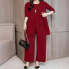 Women's Plus Size 3-Piece Lounge Set – Cardigan, Vest & Wide-Leg Pants by FitiqueFit