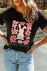 Black Happy Easter Bunny Flower Printed Casual Tee by Wild and Free Boutique