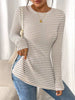 Slit Striped Long Sleeve Casual T-Shirt by Simply Love