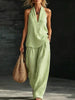 Women's Striped Sleeveless Top & Wide-Leg Pants Set – Fashionable 2-Piece by FitiqueFit