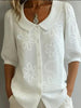 Women's Loose-Fit Retro 3D Embroidered Floral Shirt – Buttoned Casual Top by FitiqueFit