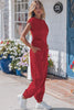 Racing Red Solid Color Cropped Tank Top and Jogger Pants Set by Wild and Free Boutique