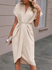 Pleated A-Line Midi Dress – V-Neck Sleeveless Summer Dress by FitiqueFit