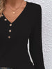 Waffle Knit Button-Detail V-Neck T-Shirt by Simply Love