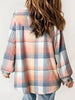 Plaid Snap Down Plush Hooded Jacket Soft & Warm Women Outerwear Cozy And Comfortable Jacket by Stevvex