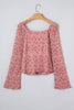 Peach Blossom Drawstring Knot Detail Floral Lace Blouse by Wild and Free Boutique