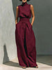 Women’s Cotton Linen Two-Piece Set – Sleeveless Top & Wide-Leg Pants by FitiqueFit