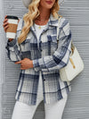 Plaid Pocketed Button Up Dropped Shoulder Jacket