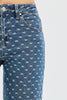 Risen High Rise Wide Leg Bow Embroidered Jeans For Women