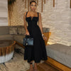 Women’s Solid-Colored Bustier Slit Lace-Up Casual Dress by FitiqueFit
